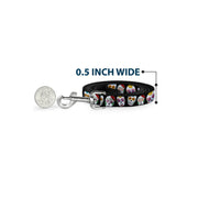 Dog Leash - Sugar Skull Outline Black/Multi Color