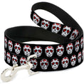 Load image into Gallery viewer, Dog Leash - Sugar Skulls Black/White/Red
