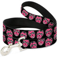 Load image into Gallery viewer, Dog Leash - Sugar Skulls Black/White/Fuchsia