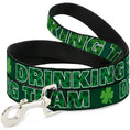 Load image into Gallery viewer, Buckle-Down Dog Leash - St. Pat's DRINKING TEAM/Shamrocks Black/Green/White