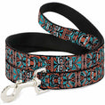 Load image into Gallery viewer, Dog Leash - Totem Carvings Black/White/Orange/Turquoise