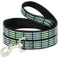 Load image into Gallery viewer, Dog Leash - Basketweave Plaid White/Navy/Bright Green