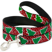Dog Leash - Christmas Trees/Stars Red/White/Green