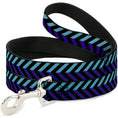 Load image into Gallery viewer, Dog Leash - Chevron3 Split Turquoise/Purple/Black