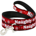 Load image into Gallery viewer, Dog Leash - Christmas NAUGHTY OR NICE/Snowflakes Reds/White/Green