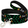 Load image into Gallery viewer, Dog Leash - St. Pat's LUCKY Pot of Gold/Shamrocks Scattered Black/Green/White