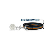 Dog Leash - Stripes Black/Steel Blue/Orange