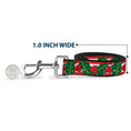 Load image into Gallery viewer, Dog Leash - Snowy Holly Stripe Reds/White/Greens