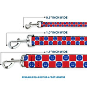 Dog Leash - Smiley Sad Face Checker Red/White/Blue