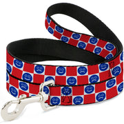 Dog Leash - Smiley Sad Face Checker Red/White/Blue