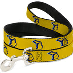 Dog Leash - Michigan Outline 4-Color Wave Repeat Yellow/Blues