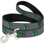 Dog Leash - Michigan Outline 4-Color Wave Repeat Gray/Forest Greens