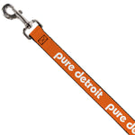 Dog Leash - PURE DETROIT Text Repeat Bright Orange/White