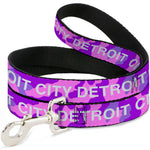 Dog Leash - DETROIT CITY Text Camo Pinks/Purples/White