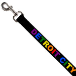 Dog Leash - DETROIT CITY Text Black/Rainbow