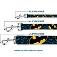 Load image into Gallery viewer, Dog Leash - Bat Signals Stacked w/CLOSE-UP Blue/Black/Yellow