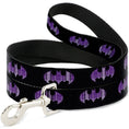 Load image into Gallery viewer, Dog Leash - Batman Signal Black/Purple Plaid