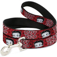 Load image into Gallery viewer, Dog Leash - BETTY BOOP Face and Text Polka Dot Reds/Black/White