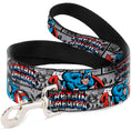 Load image into Gallery viewer, Dog Leash - CAPTAIN AMERICA 2-Poses/Comic Blocks Grays/Red/White/Blue