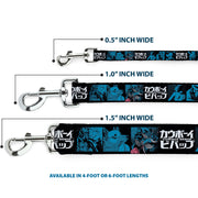 Dog Leash - COWBOY BEBOP Title Logo and Character Blocks Black/Blues