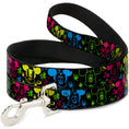 Load image into Gallery viewer, Dog Leash - Mickey Expressions/Paint Splatter Black/Multi Neon