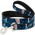 Load image into Gallery viewer, Dog Leash - Elsa the Snow Queen Poses/Snowflakes LET IT GO Blues/White