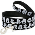 Load image into Gallery viewer, Dog Leash - Mickey Mouse Expressions CLOSE-UP Black/White