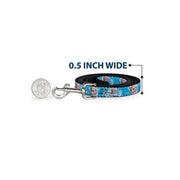 Dog Leash - Frozen Elsa Face/Action Pose/Snowflakes Blues/White