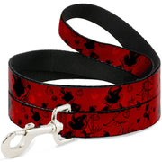 Dog Leash - SNOW WHITE Poses/Apple Halftone Reds/Black