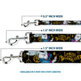 Load image into Gallery viewer, Dog Leash - White Rabbit Poses LOOKING FOR WONDERLAND/Clocks Black/Golds