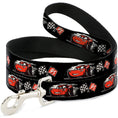 Load image into Gallery viewer, Dog Leash - Cars 3 Lightning McQueen Caricature/Race Flags Black/White/Red
