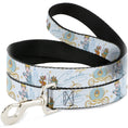 Load image into Gallery viewer, Dog Leash - Cinderella Pumpkin Coach and Mice Pose with Script White/Blues