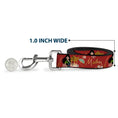Load image into Gallery viewer, Dog Leash - Mulan Gazebo Pose with Flowers and Script Red/Golds