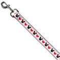 Load image into Gallery viewer, Dog Leash - Disney Holiday Mickey and Minnie Mouse Heart Sweater Stitch White/Red/Black