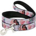 Load image into Gallery viewer, Dog Leash - Moana and Hei Hei Poses with Flowers Beige/Orange