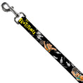 Load image into Gallery viewer, Dog Leash - THE FLINTSTONES Fred Bowling Poses/Bowling Pins Black