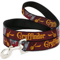 Load image into Gallery viewer, Dog Leash - Harry Potter GRYFFINDOR/Quiditch Ball/Crown Burgundy Red/Golds/Grays