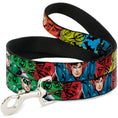 Load image into Gallery viewer, Dog Leash - Justice League New 52 4-Superhero Poses/Scattered Logos Multi Color/Black