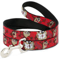 Load image into Gallery viewer, Dog Leash - Tasmanian Devil Expressions Red Swirl