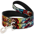 Load image into Gallery viewer, Dog Leash - 4-Superhero Action Poses/Comic Scenes White/Black/Full Color Splatter