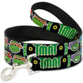 Load image into Gallery viewer, Dog Leash - Classic Teenage Mutant Ninja Turtles Group Faces/TMNT/Ninja Star Black/Green