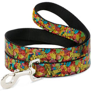 Dog Leash - POST FRUITY PEBBLES Logo and Vivid Cereal Multi Color