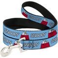 Load image into Gallery viewer, Dog Leash - Peanuts Snoopy and Woodstock Dog House Pose and Text Sky Blue