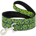 Load image into Gallery viewer, Southlake Paws dog leash featuring a lime green and purple question mark pattern, with a sturdy metal clip.