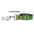 Load image into Gallery viewer, Dog Leash - Scooby Doo Pose and Dog Tag Blocks Yellow/Blue