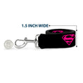 Load image into Gallery viewer, Dog Leash - Superman Shield Black/Hot Pink