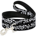 Load image into Gallery viewer, Dog Leash - Superman Shield Splatter Black/White