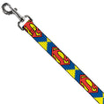 Load image into Gallery viewer, Dog Leash - Jagged Superman Shield CLOSE-UP Yellow/Blue/Red