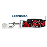 Dog Leash - SPIDER-MAN/3-Poses/Spider Web Sketch Black/White/Red