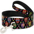 Load image into Gallery viewer, Dog Leash - Colorful Calaveras Black/Multi Color